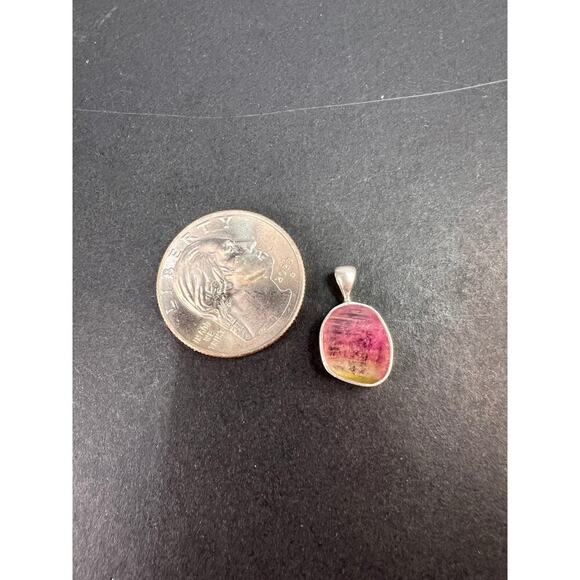 NEW watermelon bi color tourmaline sterling silver pendant 1.24 grams - Picture 2 of 8